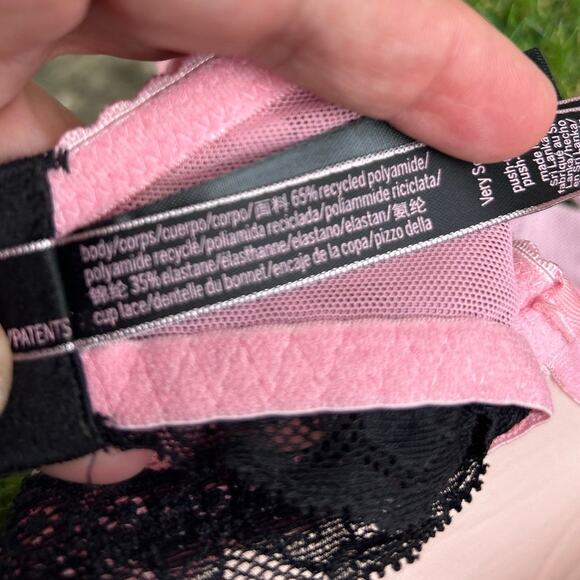 Victoria's Secret Very Sexy Push Up Bra Pink Black Lace Underwire Size 34DD‎ - Picture 8 of 8